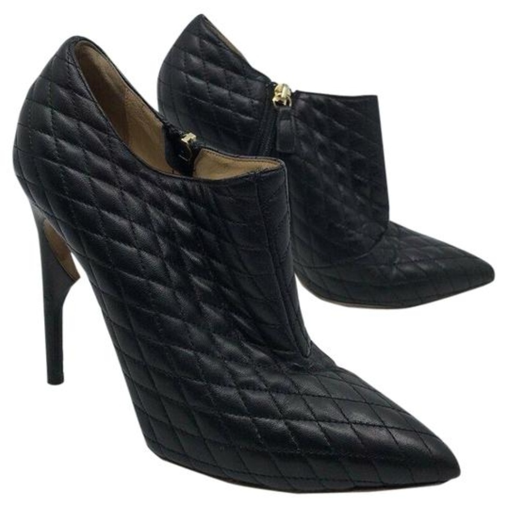 JEROME C ROUSSEAU Black Leather Quilted High Heel